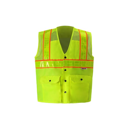 2W International Hi-Vis Safety Vest M Class 2 U Back, , Snap 4 Pockets 8148YMC-2 M